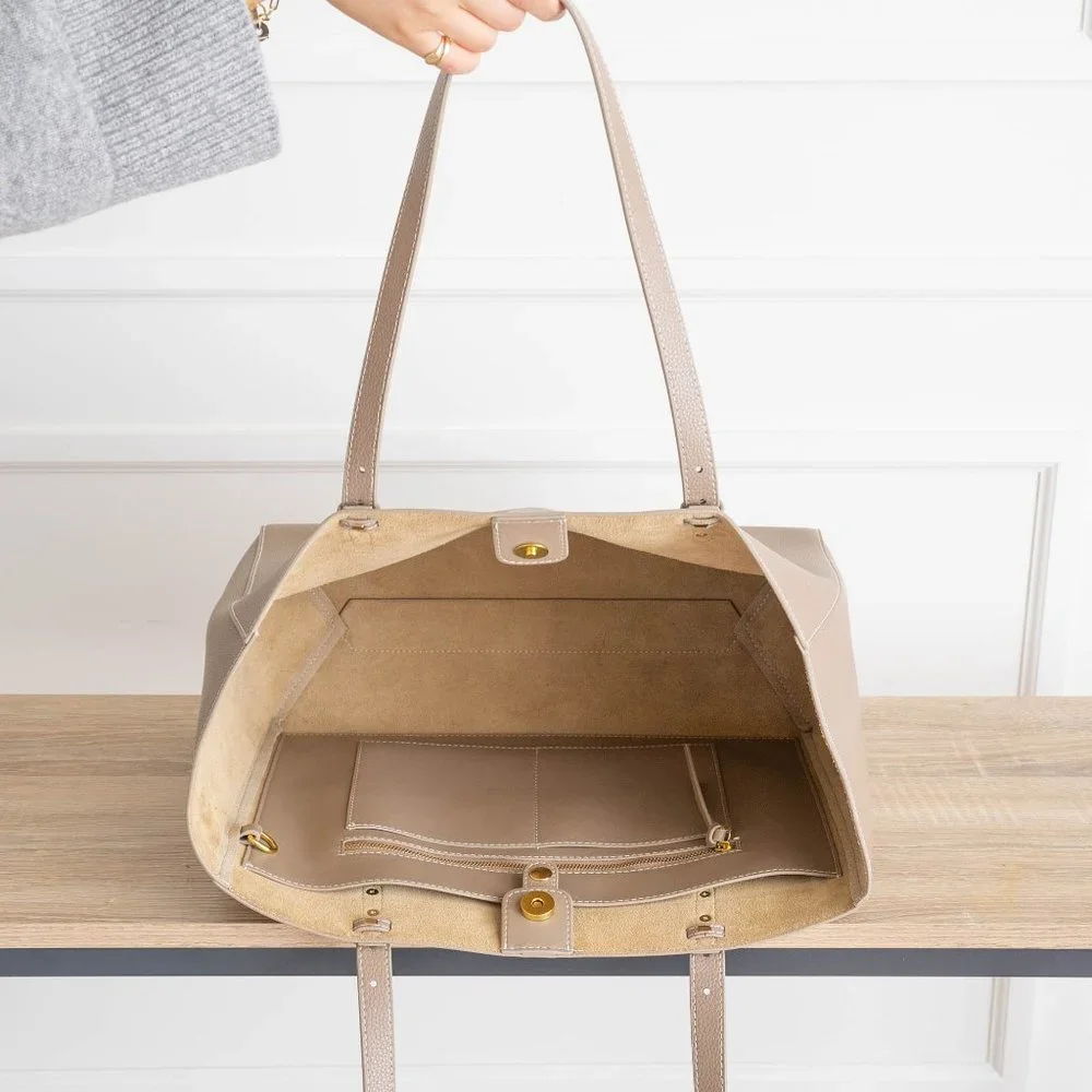 *New* Eliana Genuine Pebbled Leather Tote - Biscotti - Picture 4 of 11